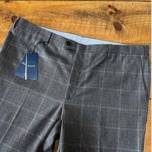 NWT Faconnable Mens 100% Wool Gray Made in Italy Pleated Dress Pants 40R